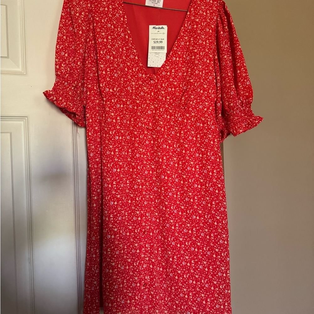Marshall’s- Sienna Sky Floral Red/White Summer Dress